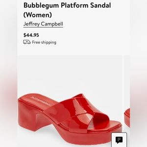 Jeffrey Campbell: Bubblegum Platform Sandal- Shiny Red. Size 8/ EUR 39.